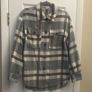 Plaid Button-Up Shirt Jacket
